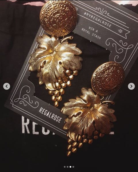 MELODY Grapevine Statement Earrings Gold REGALROSE